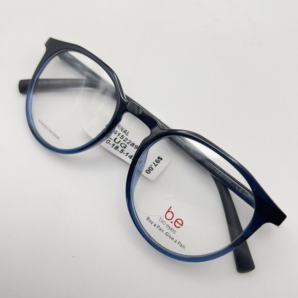 B.e Bio Eyes Vernal BLUG Full Eyeglass Frames Round Key Blue Black 50-18.5-143 - Picture 11 of 12
